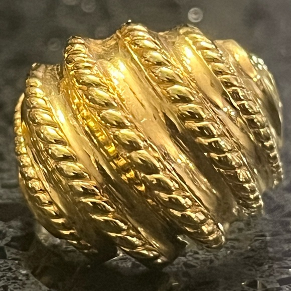 QVC Jewelry - 18k Gold Sterling silver vintage rope design cocktail statement dome ring band